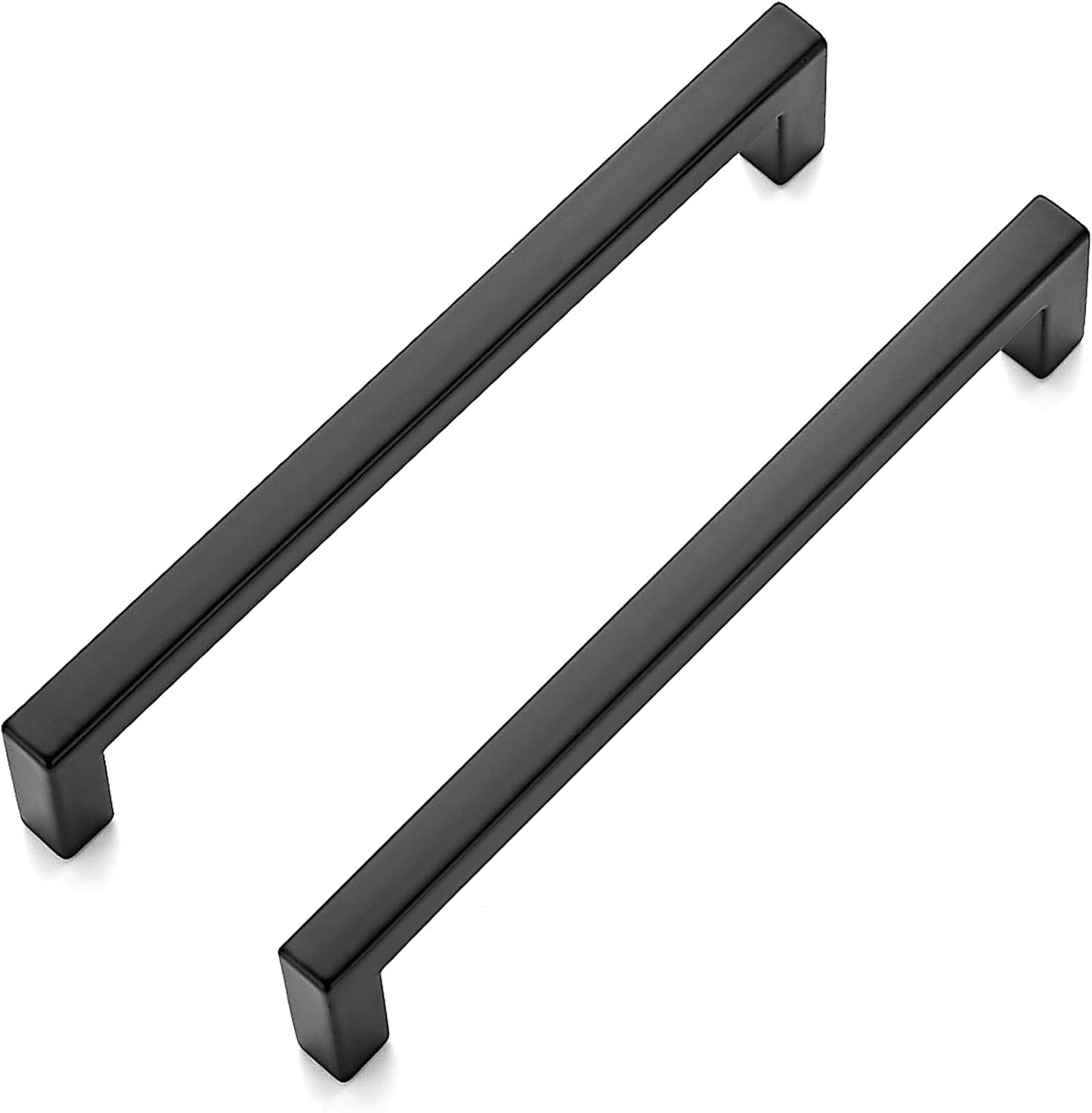 Ravinte 5 Pack 5 Inch Hole Center Solid Slim Square Pulls Matte Black Kitchen Cabinet Handles Square Bar Drawer Handles Flat Black Drawer Pulls for Cupboard Dresser and Cabinets