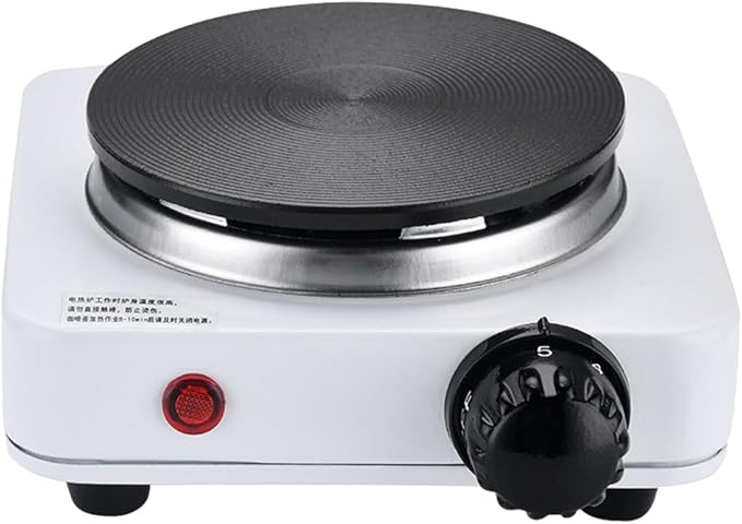Compact and Portable Countertop Burner- Countertop Double Cast Iron Burner 2000 Watts Electric Hot Plate Temperature Controls White