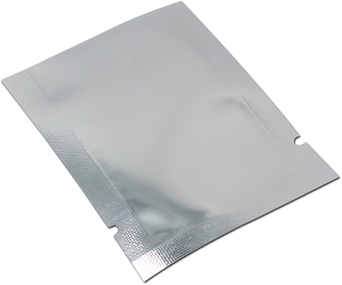 Silver Aluminum Foil Pouch Heat Seal Front Window Plastic Mini Open Top Flat Vacuum Packaging Mylar Bag Food Small Sample Mylar Storage with Tear Notch (500, 6x9cm(2.3x3.5 inch))