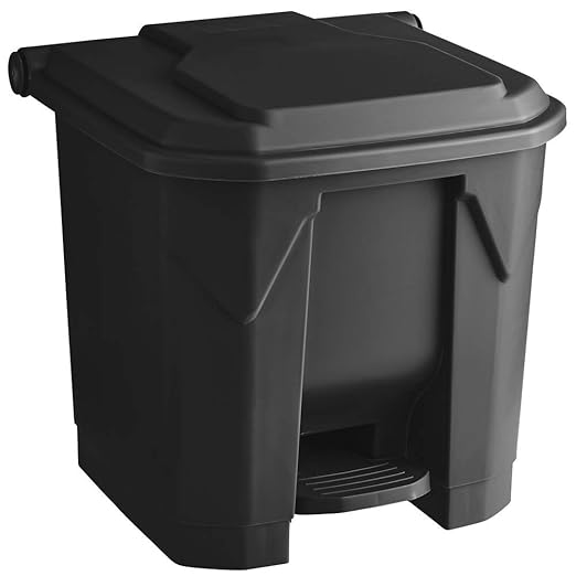 PRO&Family 32 Qt. / 8 Gallon Black Acrylic Trash Can with Lid, Heavy-Duty Construction, Ideal for Home or Office