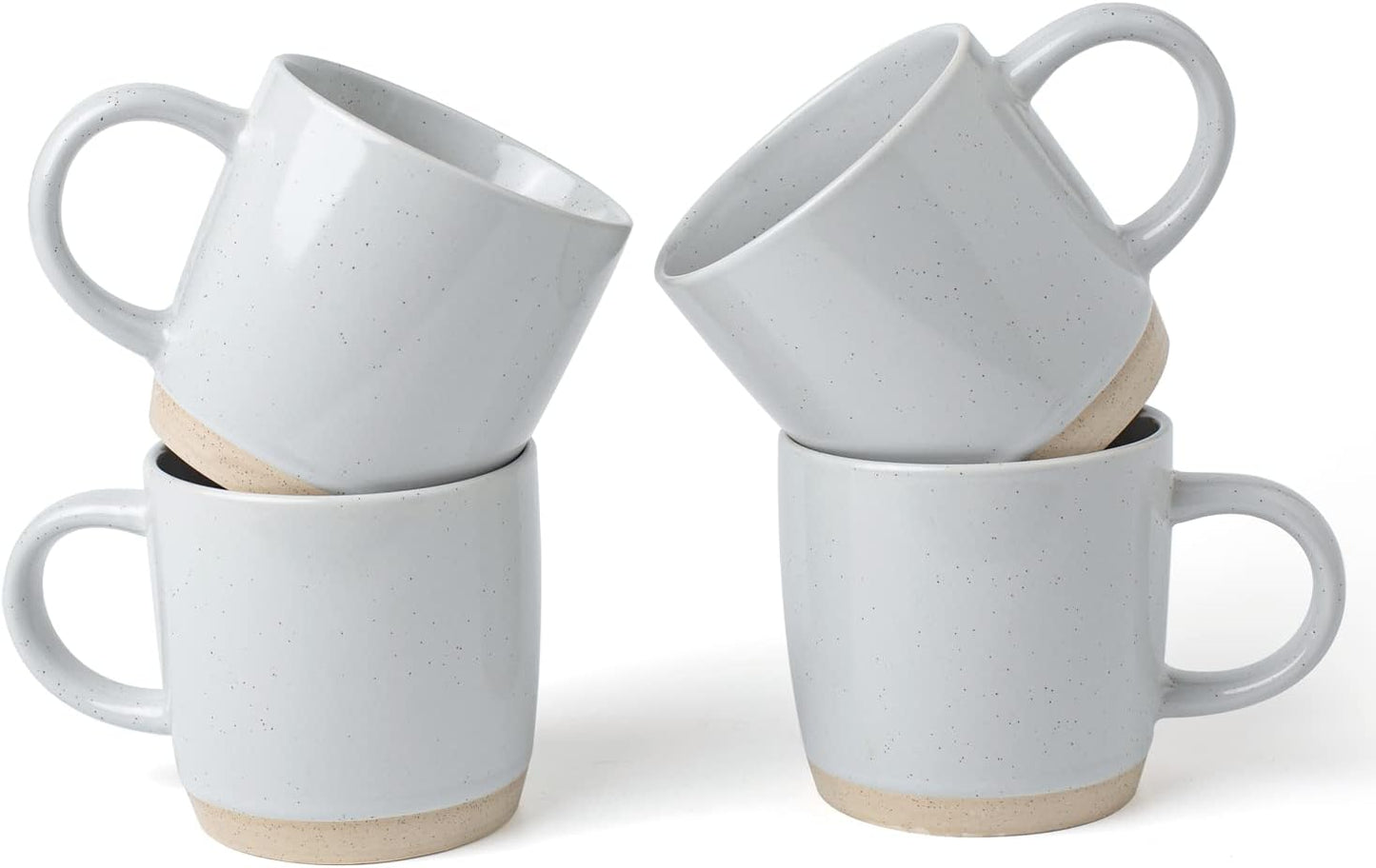 famiware Coffee Mugs for 4, 12 oz Mug Set, Dringking Cup with Handle for Coffee, Tea, Cocoa, Milk, Milkyway serise, Ligth Gray