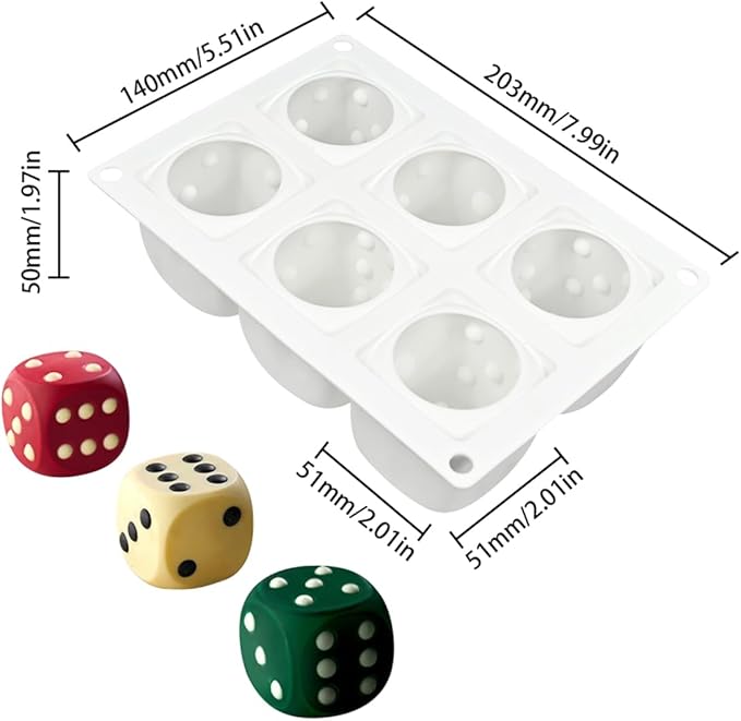 mostsom Silicone Molds Mousse Mold Silicone Pastry Mold 6 Cavity 3D Dice Dessert Mousse Cake Molds for Baking DIY Craft Soap Candle Mold Cake Decoration Tools (A_ Dice Shape)