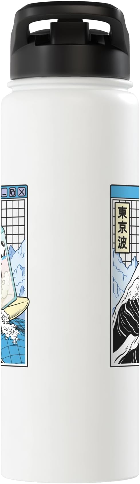 Milk Carton Surfing Great Wave Kawaii Vaporwave Anime Stainless Steel Insulated Water Bottle