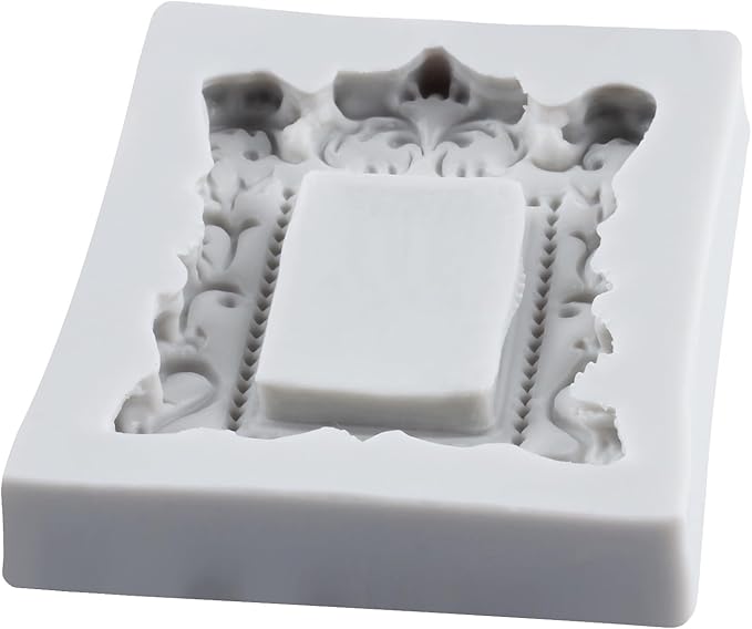 Picture Frames Silicone Mold Photo Frame Fondant Molds Vintage Frame Mold Baroque Frames Chocolate Molds For Sugar craft Cake Decoration Cupcake Topper Candy Polymer Clay Gum Paste Set of 4
