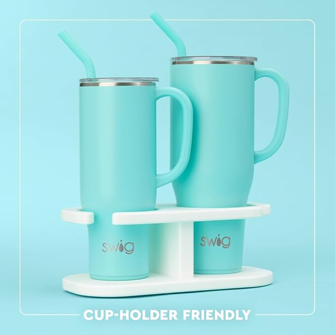 Swig Life 30oz Mega Mug, 30 oz Tumbler with Handle and Straw, Cup Holder Friendly, Dishwasher Safe, Extra Large Insulated Tumbler, Stainless Steel (All American)
