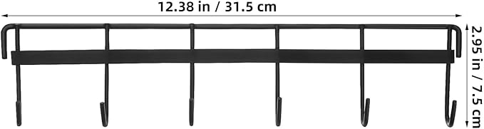 Wall Mounted Kitchen Utensil Rack, No Drilling Iron Hanging Hook for Kitchen Organization, Black, 12.4X2.95In
