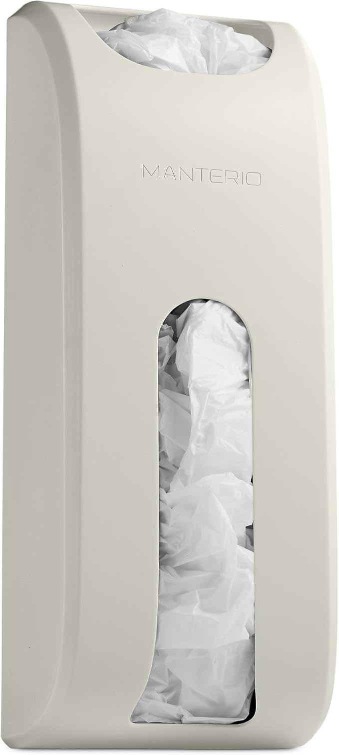 Wall Mount Plastic Bag Organizer | Durable Plastic Grocery Bag Saver | Smudge Proof, Fingerprint Resistant (Cream)