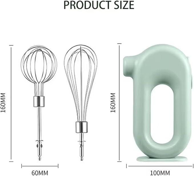 Portable Handheld Mixer, USB Electric Blender with 2 Mixing Heads - Wireless Rechargeable Food Mixer, Dough Stirrer, Eggbeater & Whisk for Kitchen, Baking, Cooking(Pink)