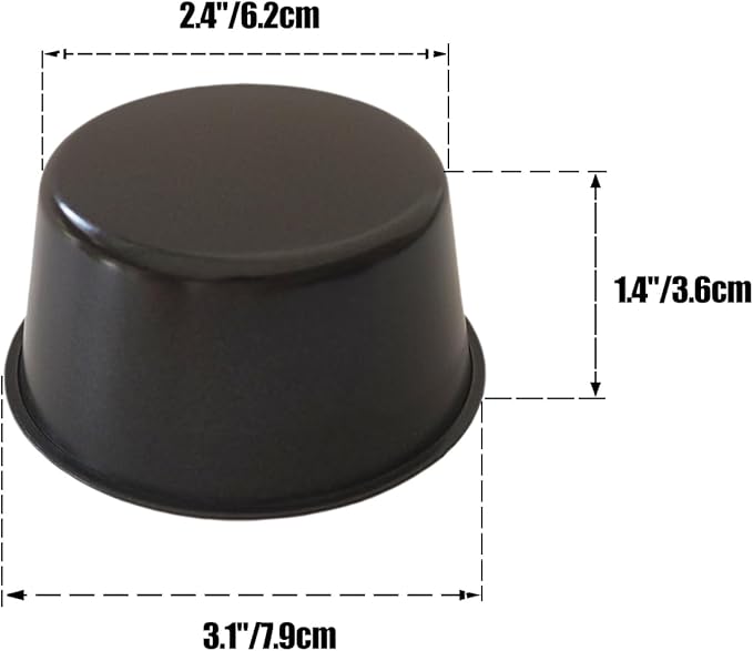 6PCS Carbon Steel Popover Pans, Nonstick Mini Yorkshire Pudding Pan, Muffin Cupcake Pans, Individual Egg Tart Molds, Baking Round Cake Cup - Black (3.1" x 1.4")