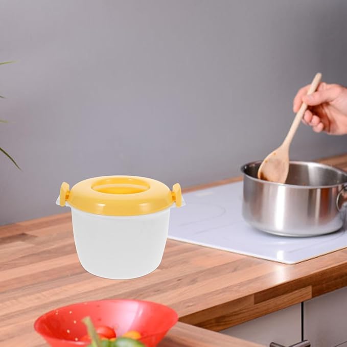 PRETYZOOM Microwave Rice Cooker Large Capacity Insulated Lunch Box with Spoon Portable Steaming Pot for Home Office Dormitory Cooking