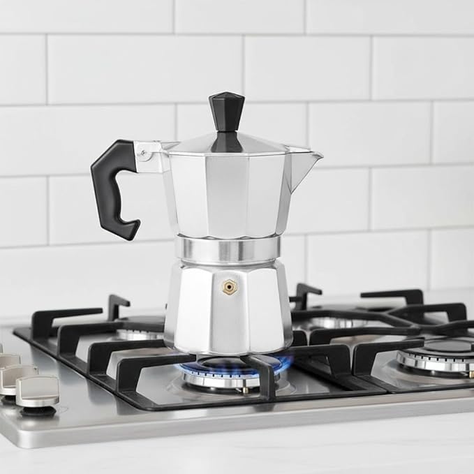 50ml Aluminum Moka Pot Espresso Maker Leak-Proof Design with Ergonomic Handle 1 Cup Stovetop Coffee Maker for Home & Office Use