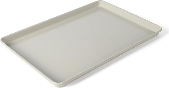 Martha Stewart Gallen 17 x 11 Inch Nonstick Carbon Steel Cookie Sheet – Cool Grey, Durable Bakeware for Even Baking and Easy Cleanup