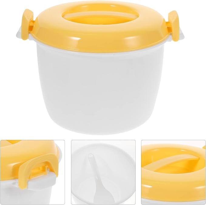 SHERCHPRY Microwave Rice Cooker Small 4 Cup Multifunctional Microwaveable Rice Steamer with Locking Lid for Cooking Vegetables Noodles Compact Kitchen Appliance 7.87X7.87X6.10In