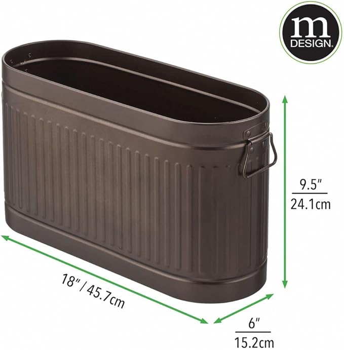 mDesign Large Steel Free Standing Toilet Paper Organizer, 6-Roll Tissue Storage Holder Container Bin for Bathroom Floor, Fits Under Sink, Vanity, Shelf, In Cabinet, or Corner Oscar Collection - Bronze