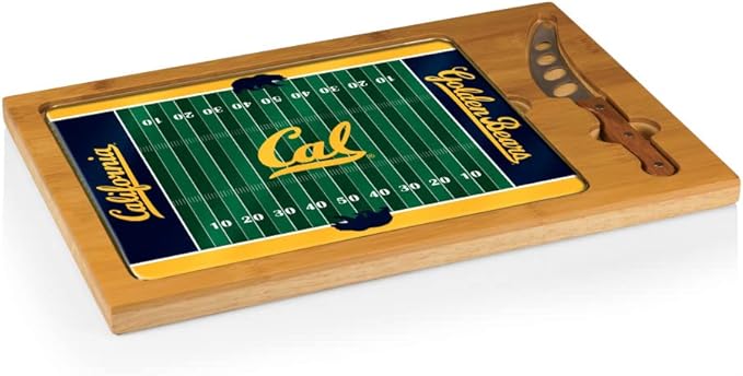 PICNIC TIME NCAA Icon Glass Top Cutting Board & Knife Set, Cheese Boards Charcuterie Boards, Serving Platter, (Parawood & Bamboo)
