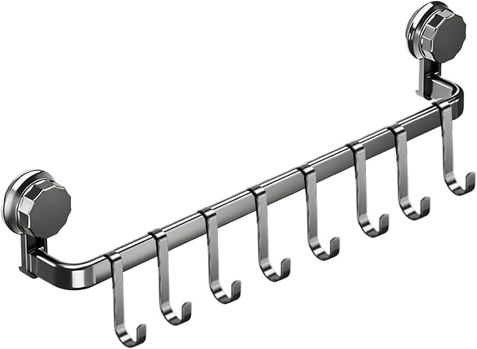 2026 Upgrad Wall Hooks Rack, Space Saving Utensil Holder for Kitchen Bathroom, No Drilling Wall Mounted Accessory Hanger, Kitchen Rail for Hanging Cooking Utensils Mugs Spoons (Grey_C)