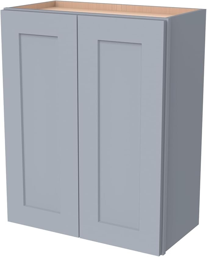 Wall-Mounted Cabinet – Solid Wood Shaker Style Medicine Cabinet with Adjustable Shelves & Soft-Close Doors for Bathroom, Kitchen, and Office Storage (Grey, 36" W x 12" D x 42" H)