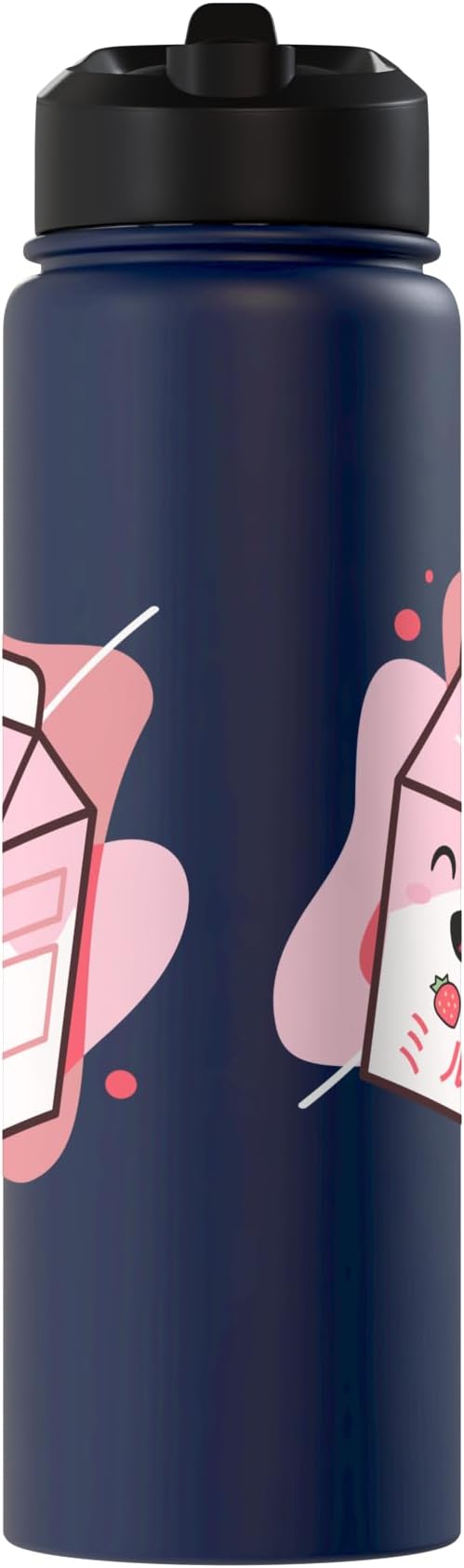 Kawaii Milk Cow Retro Japanese Strawberry Strawberry Milk Stainless Steel Insulated Water Bottle