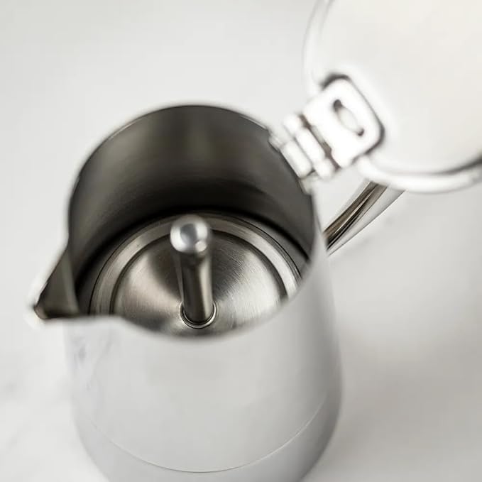 Cuisinox Roma Stovetop Espresso Maker COF-4R, Stainless Steel Coffee Percolator Stovetop, Heat-Resistant & Non-Reactive, 4-Cup Italian Espresso Maker Easy to Clean, Durable Stove Top Percolator