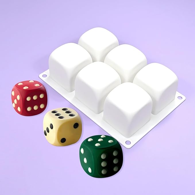mostsom Silicone Molds Mousse Mold Silicone Pastry Mold 6 Cavity 3D Dice Dessert Mousse Cake Molds for Baking DIY Craft Soap Candle Mold Cake Decoration Tools (A_ Dice Shape)