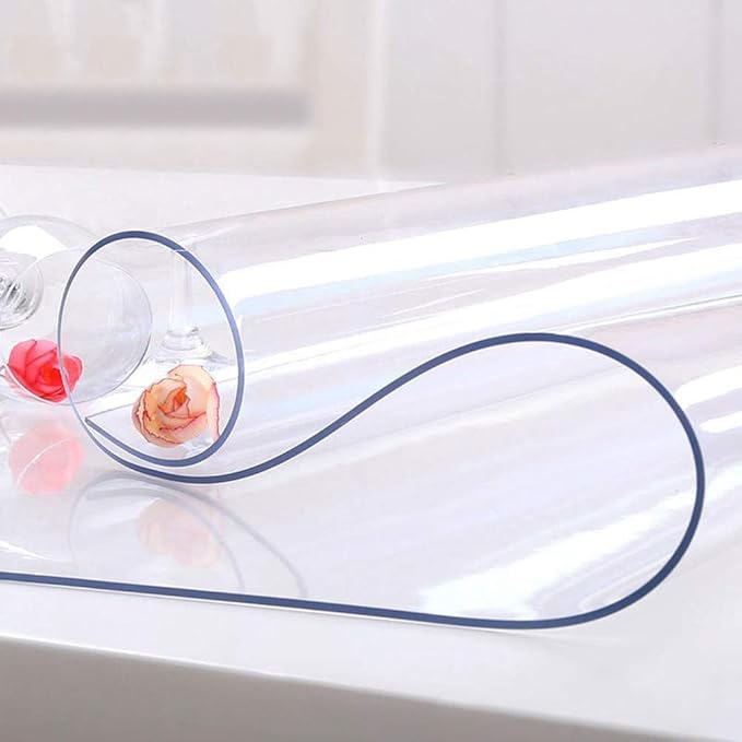 NECAUX Custom 27.6 x 82.7 Inch Clear Table Cover Protector, 1.5mm Thick Water Resistant Plastic Non-Slip Protective Table Pad Decorative Tablecloth for Meeting Table, Trainning Table, Conference Table