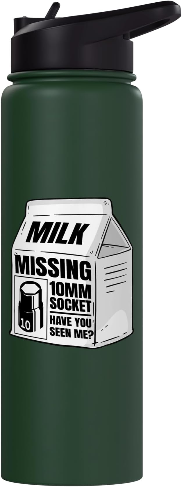 Missing 10mm Socket Milk Carton Funny Car Mechanic Stainless Steel Insulated Water Bottle