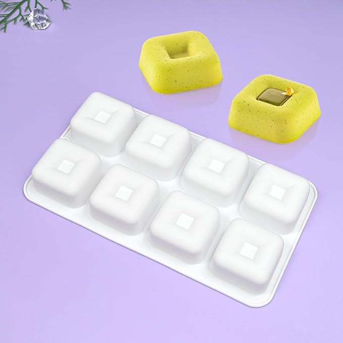 mostsom Silicone Molds Mousse Mold Square Silicone Candy Molds For Chocolate Truffle Mousse Cake Dessert Mold DIY Baking Mold Baking Tool 8-Cavity Butter Mould (H_ Small Square)