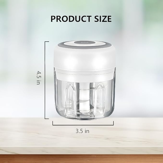PINK & WHITE - Mini Electric Food Processor and Garlic Chopper - 250ML, USB Charging, 3 Blades - Perfect for Chopping Vegetable, Pepper, Onion, Garlic, Ginger, Spice, Meat, Baby Food, & More (Bundle)