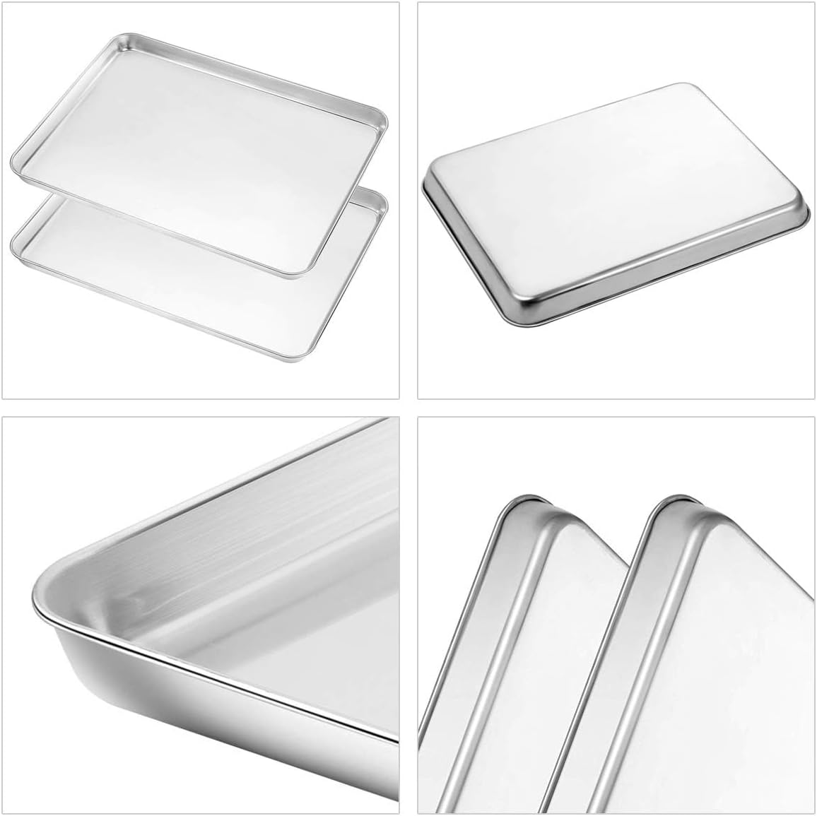 Baking Sheet with Cooling Rack Set (2 Pans + 2 Racks), Yododo Stainless Steel Baking Pan Cookie Sheet Cookie Pan with Rack, Size 16 x 12 x 1 Inch, Mirror Finish & Non Toxic & Heavy Duty & Easy Clean