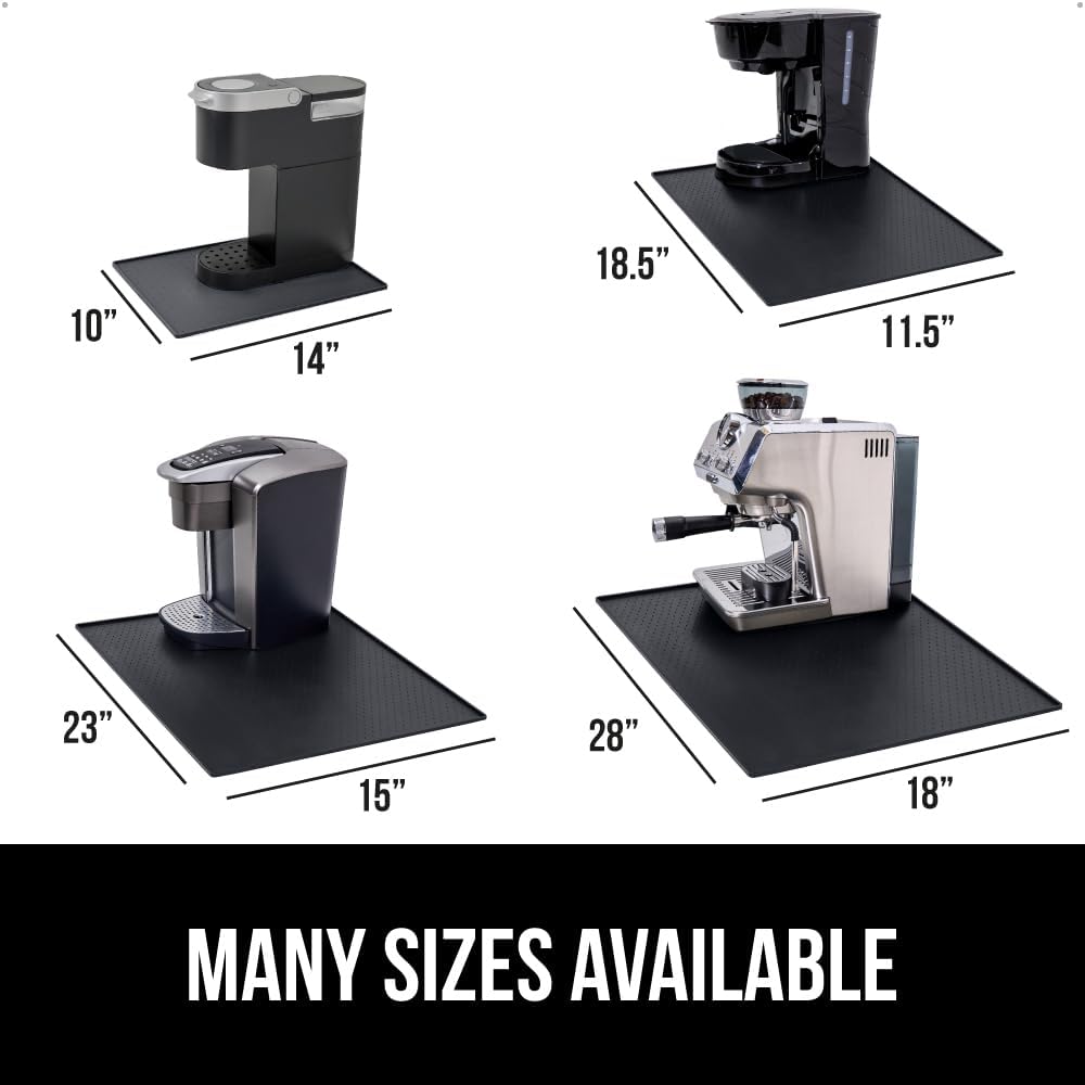 GORILLA GRIP Silicone Coffee Mat, 18x28, Espresso Drink Bar Station Accessories, Waterproof Heat-Resistant Dish Drying Mats, Stay in Place on Kitchen Counter, Home Kitchen Decor Essentials, Black