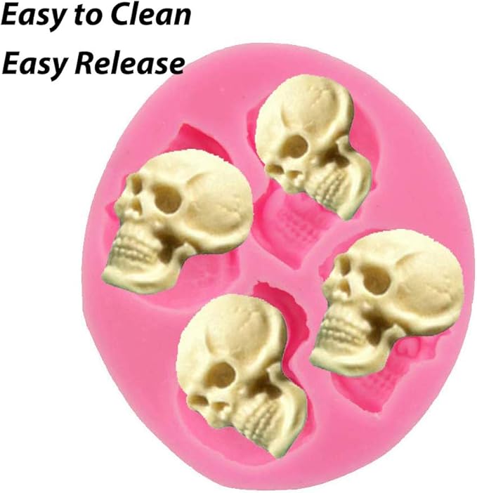 Chocolate Candy Molds, Halloween Skulls Silicone, Fondant Mold for Cake Decoration Wedding Party Supplies Set of 3