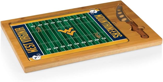 PICNIC TIME NCAA Icon Glass Top Cutting Board & Knife Set, Cheese Boards Charcuterie Boards, Serving Platter, (Parawood & Bamboo)