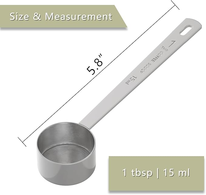 LEIFENY 2PCS 1 Tablespoon Coffee Scoop, Long Handle Measuring Spoon, One tbsp (15ml) Stainless Steel Scooper