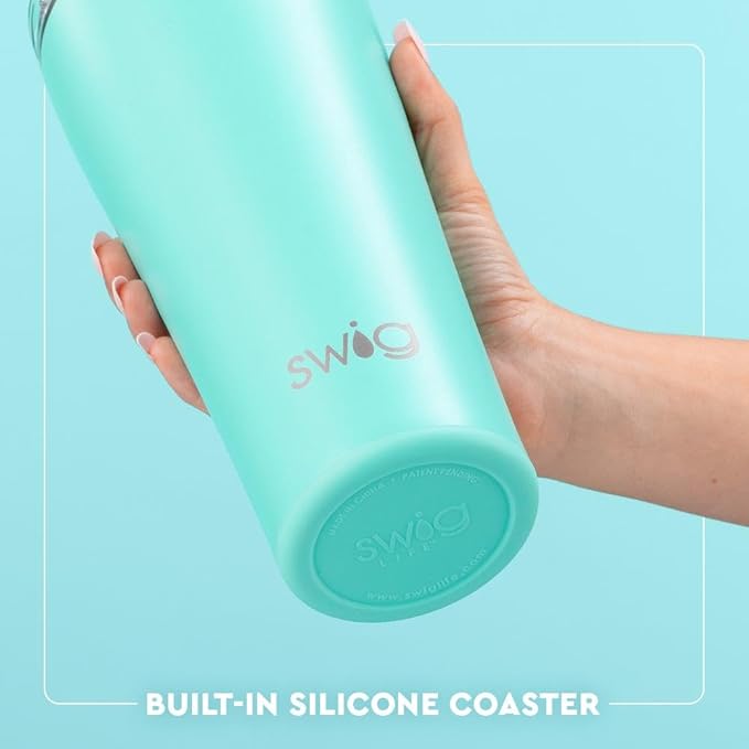 Swig Life 32oz Insulated Tumbler, Travel Coffee Tumbler with Lid, Cup Holder Friendly Travel Coffee Mug, Stainless Steel, 32 oz, Reusable Insulated Mug with Lid (Christmas Bows)