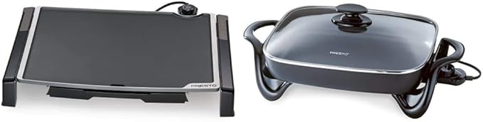 Presto 07073 Electric Tilt-N-fold Griddle, 19", Black & 06852 16-Inch Electric Skillet with Glass Cover
