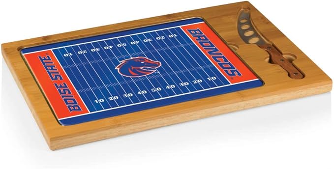 PICNIC TIME NCAA Icon Glass Top Cutting Board & Knife Set, Cheese Boards Charcuterie Boards, Serving Platter, (Parawood & Bamboo)
