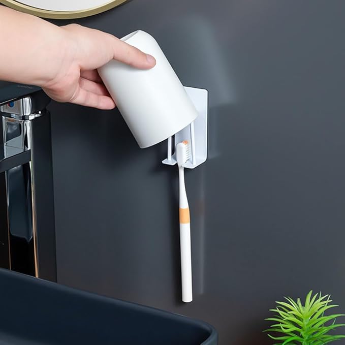 BAIEUEJO 4PCS Mug Hooks Wall-Mounted Mug Holder, Coffee Cups Holder Hanger no Drilling,Toothbrush and Cup Organizer,Storage Hooks for Kitchen, Living Room, Office (White-1cup)