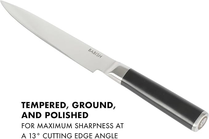 Babish 8-Inch Forged Carving Knife – High-Carbon 1.4116 German Steel Full Tang Kitchen Knife for Precision Meat and Poultry Slicing