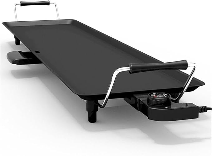 Pemberly Row 35" Electric Teppanyaki Tabletop Grill BBQ, Nonstick Griddle with Adjustable Temperature, Portable Flat Top for Indoor Outdoor Cooking, Black