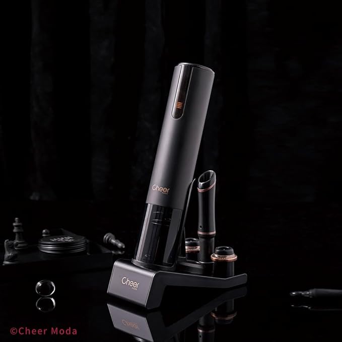 CHEER MODA Sommelier Full Automatic Rechargeable Electric Wine Opener Gift Set, Black and Bronze, Kitchen Accessories