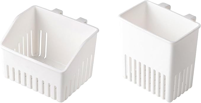 Utensils Holder, Cutlery Drying Rack with Efficient Drain System, Compact Kitchen Drain Basket, Easy to Install Utensil Silverware Storage Holder for Utensil Forks Chopsticks (2PC-White)