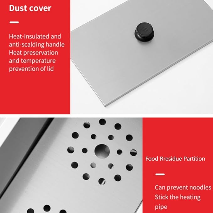 Commercial Pasta Cooker with drain valve 2 Independent Tank 4 Pasta Strainer Noodle Cooking Machine Pasta Makers Boiler Temperature Adjustable Boiler For Spaghetti Ramen 110V US plug