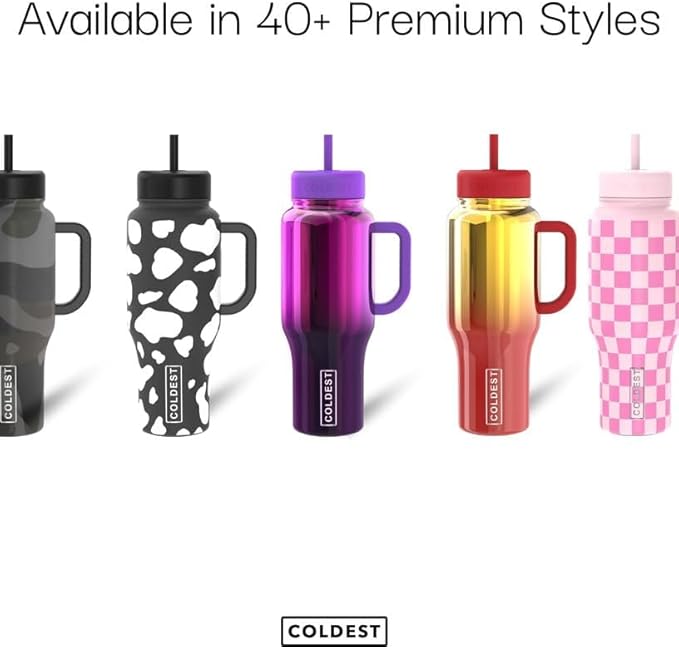 Coldest Tumbler with Handle and Straw, 100% Leak Proof Insulated Tumbler with Lid and Straw (3 Lids), Stainless Steel Tumblers for Women & Men, Cup Holder Friendly Base, 36 oz (Stung by a bee)