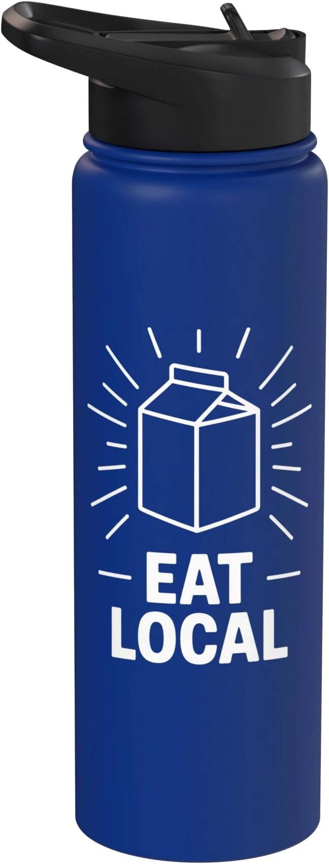Funny Eat Local Milk Carton Minimalist Saying Stainless Steel Insulated Water Bottle