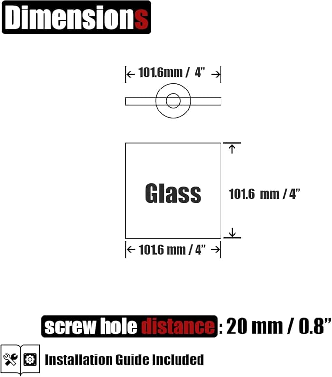 JQK Small Floating Glass Shelves Brushed, 4 Inch Display Ledges for Wall, Mini Decor, Living Room Bedroom Bathroom, Tempered Glass Shower Storage, 2 Pack, TGS101L4-BN-P2