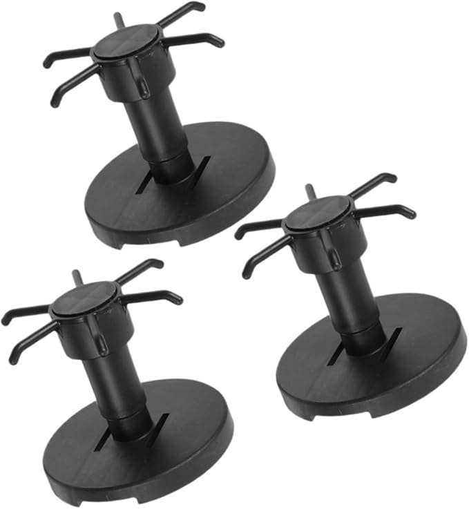 3pcs Kitchen Utensil Hooks Set with Rotating Under Cabinet Hanging Rack, Black Plastic Multi-Functional Wall Hook for Kitchen Storage and Organization