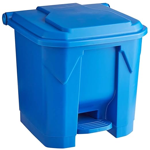 PRO&Family 32 Qt. / 8 Gallon Blue Rectangular Step-On Trash Can. Trash Bin Waste Basket Garbage Bin Recycle Bin Kitchen Garbage Can with Lid Recycle Bin