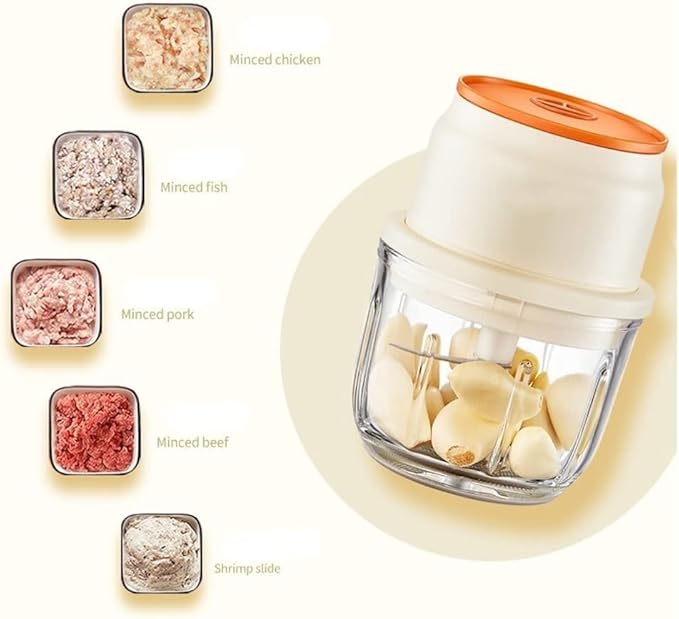 Mini Cordless Electric Mini Chopper, Portable Powerful Garlic Chopper, Onion Grinder, Masher, Crusher, Food Processor for Ginger, Chili, Veggie (Size : 300ml)