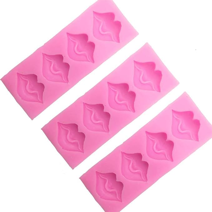 Sexy Lips Candy Chocolate Molds - 3D Kiss Collection Silicone Fondant Mold for Valentine's Day Cake Decoration Wedding Party Supplies Set of 3