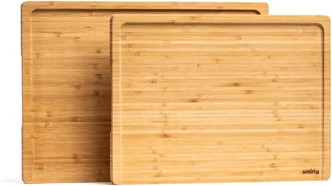 SMIRLY High Deansity Bamboo Cutting Board Set of 2